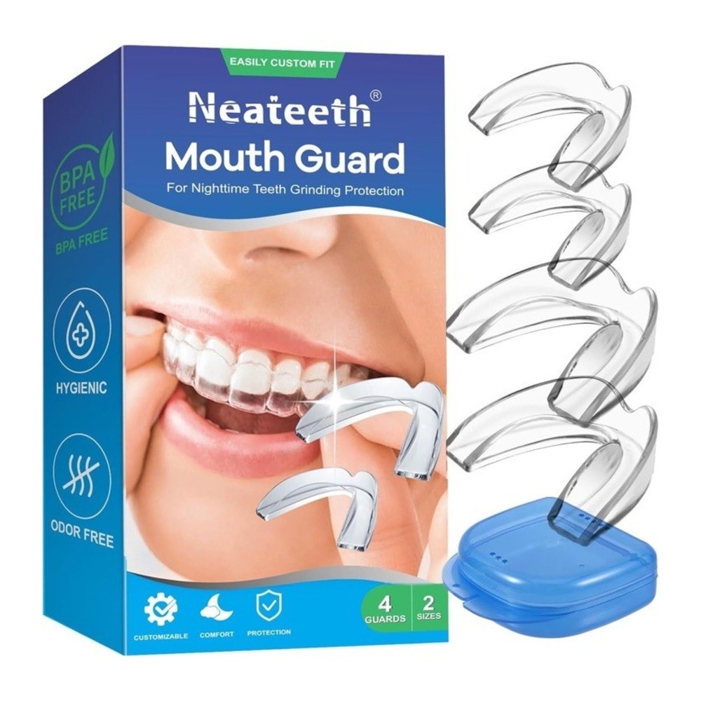 Neateeth Mouth Guard for Grinding Teeth 4 Pack 2 Sizes BPA Free Night Guard